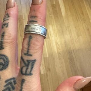 Tiffany & Co. Silver Band with Beaded Edge size 6